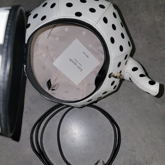 Kate Spade - Polka Dot Tea Pot Kettle Bag, Black & White - Picture 7 of 8